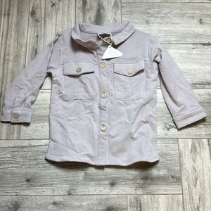 Mebie Baby Toddler Kids Button Front Long Sleeve Utility Shirt Gray Size 4T NWT